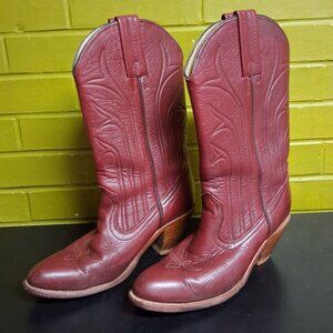 Vintage Frye Boots Womens Size 8B Shoes Brown Leather Western Heel Cowboy
